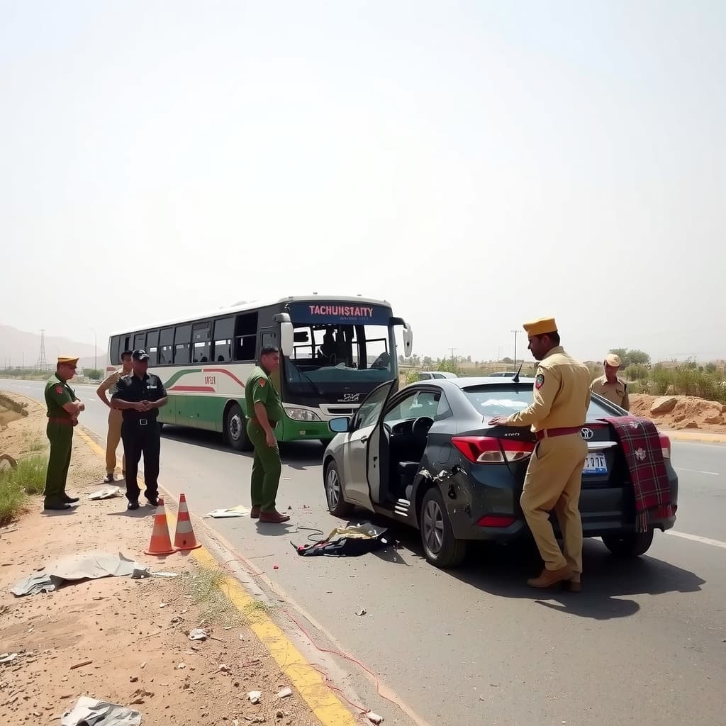 خضدار کے علاقے چکلکو میں کوچ اور کار کی ٹکر سے ایک ہی خاندان کے چار افراد جاں بحق