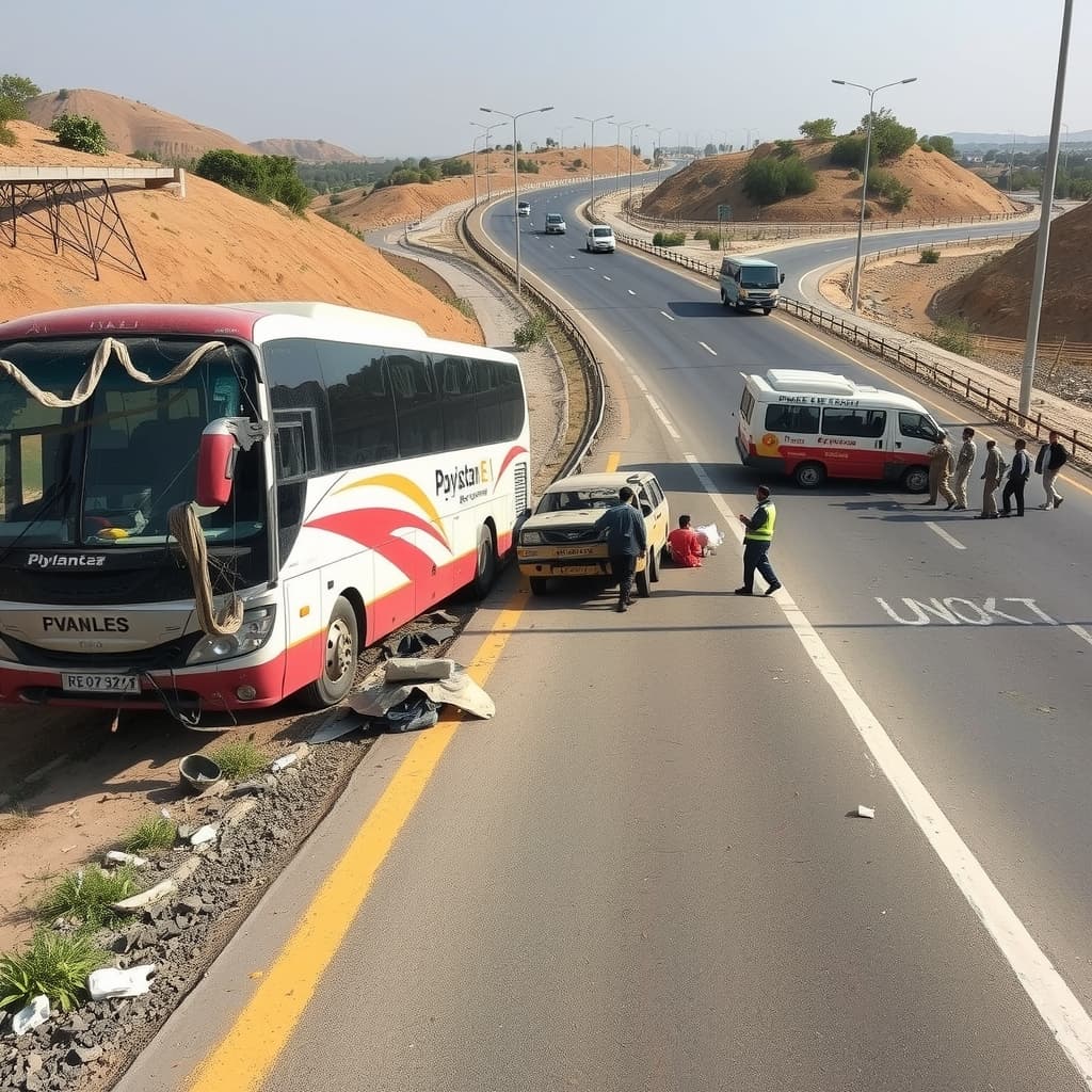 اوتھل میں کوچ اور مسافر گاڑی کی ٹکر، کم از کم 13 افراد جاں بحق اور 21 زخمی