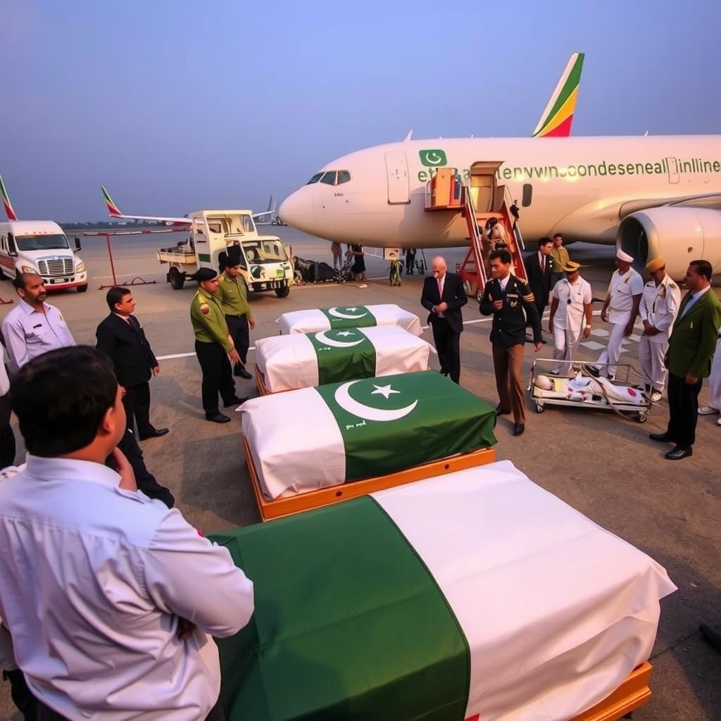 ایم ٹی آنر 25 کے چار زخمی پاکستانی ملاح اور تین ساتھیوں کی میتیں کراچی پہنچ گئیں