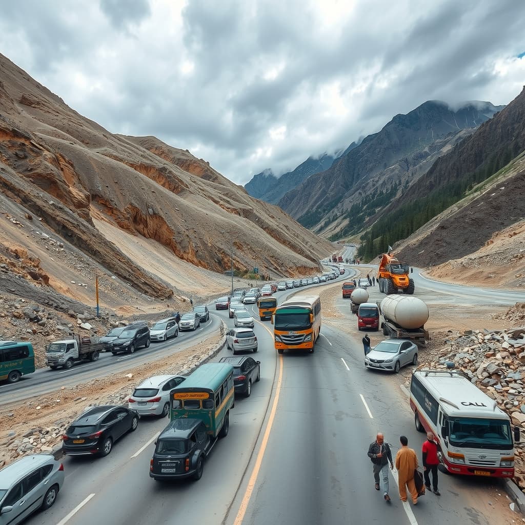 بلتستان روڈ پر شنگوس کے قریب لینڈ سلائیڈنگ، ہزاروں مسافر پھنس گئے