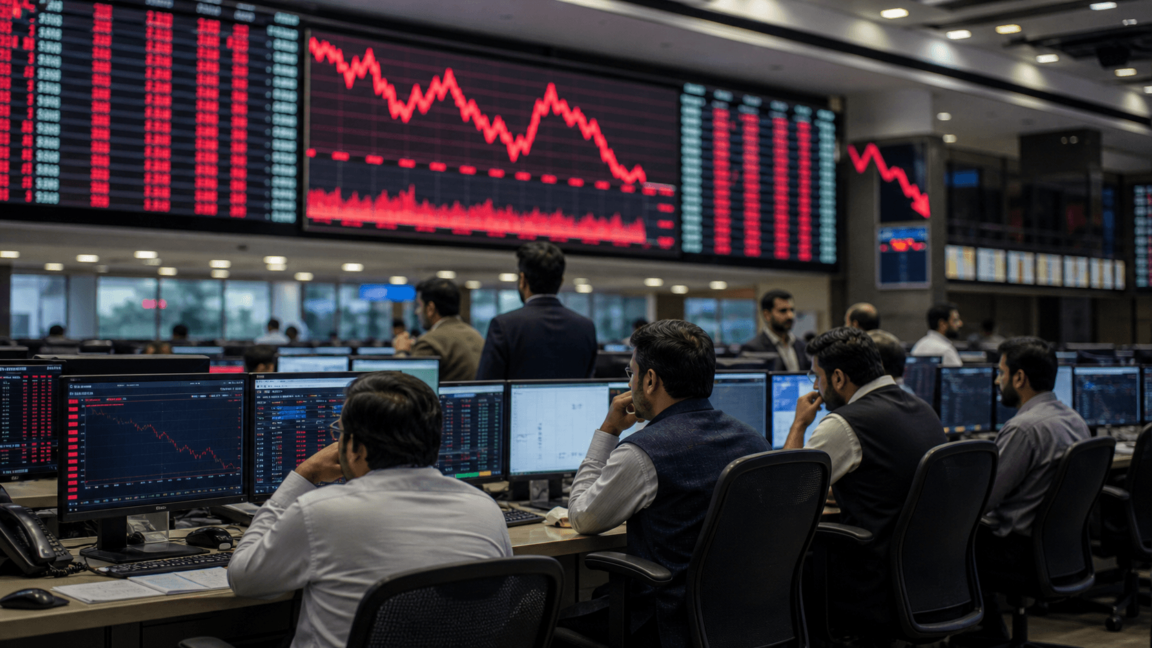 پاکستان اسٹاک ایکسچینج میں کے ایس ای 100 انڈیکس 2,546 پوائنٹس گر کر 177,955 پر بند